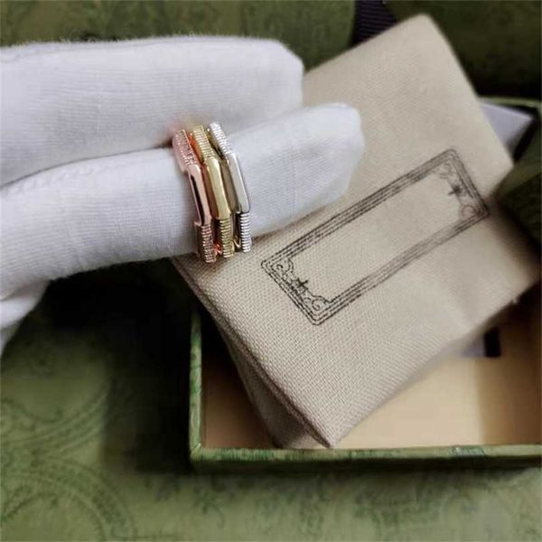 

2023 designer new jewelry silver double mirror stripe overlapped ring valentine's day gift