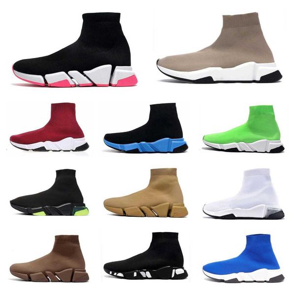 

speed recycled 2.0 paris sock shoes mens womens designer graffiti knit triple black pink brown beige glitter platform luxury balencigas woma