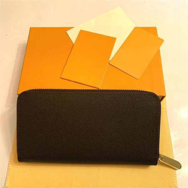 

whole 20 colors fashion single zipper men women leather wallet lady ladies long purse with orange box card 60017290e, Red;black