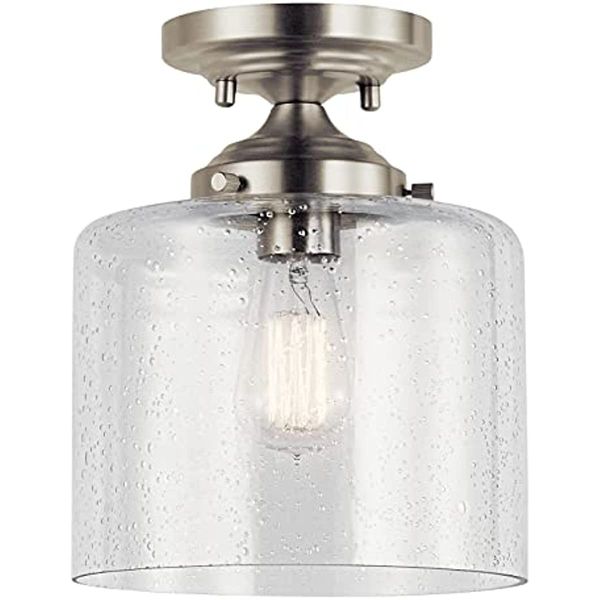 

kichler winslow 8.5" 1 light semi flush with clear seeded glass in brushed nickel