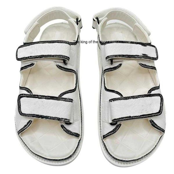 

white black leather mules slides strap flats printed dad sandals hook and loop beach shoes imported sheepskin lining size 35-42253z