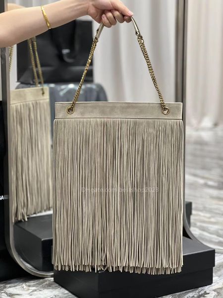 

fashion female bag handbag tassel bag chain bag tot bag shoulder bag coolsa fashion large capacity black / gray / brown 31 * 37 * 3cm