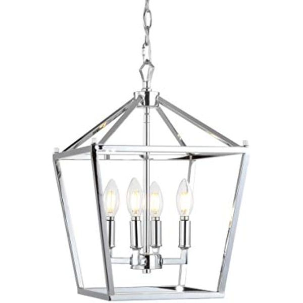 

pagoda lantern dimmable adjustable metal led pendant classic traditional dining room living room kitchen foyer bedroom hallway, 12 in, chrom