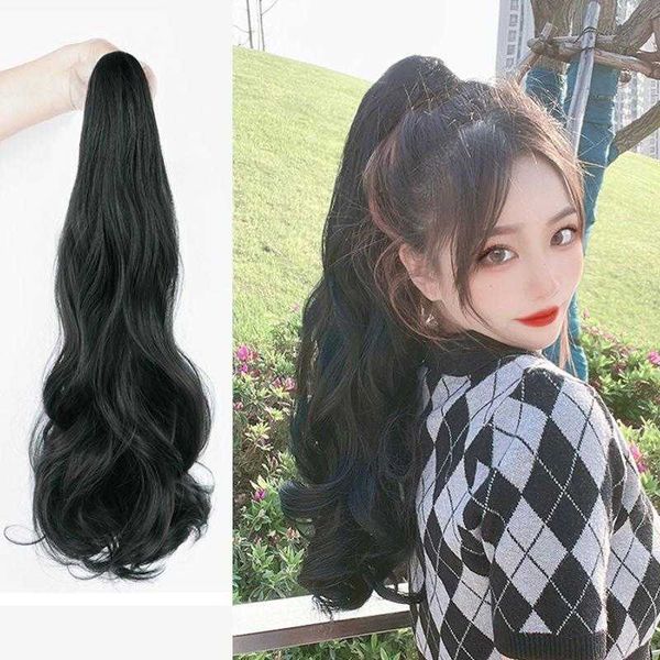 

jk double ponytail wig female long curly hair bandage cute loli soft girl lolita, Black