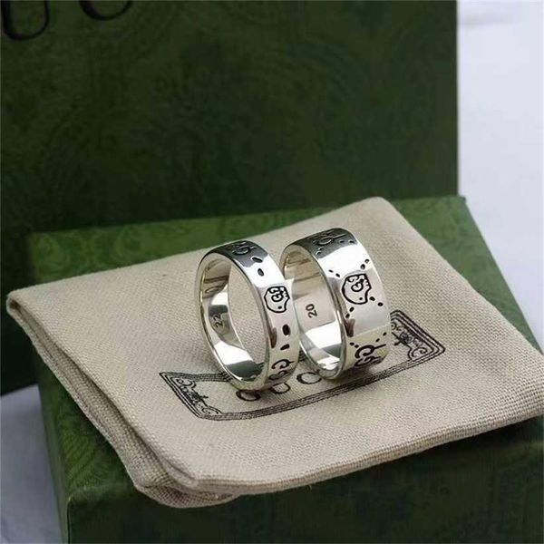 

2023 designer new jewelry double skull elf ring sterling silver couple ring old and does not fade