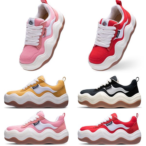 

designer shoes women heyday melted sneakers platform canvas dad shoes thick triple wavy wave sole bread trainers thick soled rubber trainer