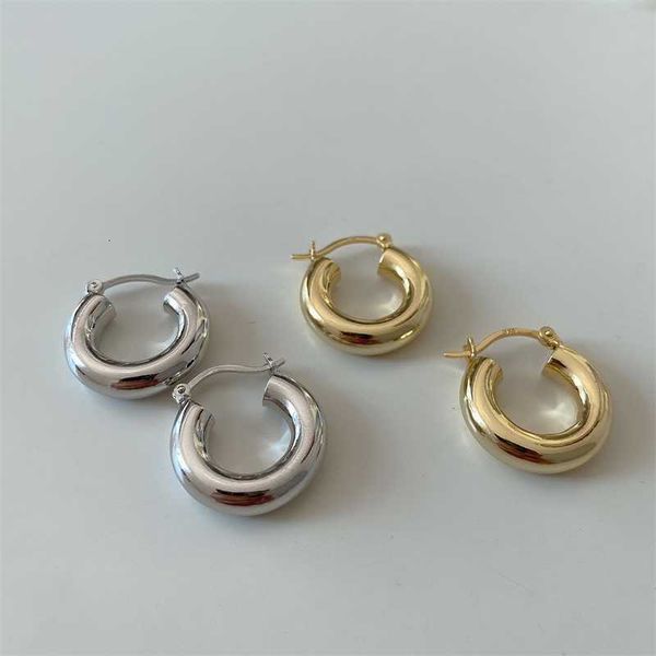 

brand earrings celi french style s925 sterling silver earrings cool metal c-shaped exaggerated ring earrings women's simple, Golden