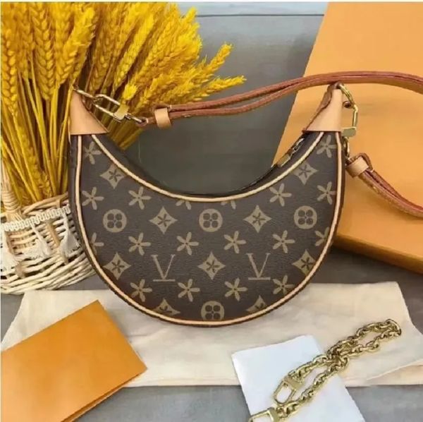 

loop hobo bags gold chain handbag luxurys designers new stlye womens coated canvas zipper crossbody shoulder strap bag crescent bottom handb