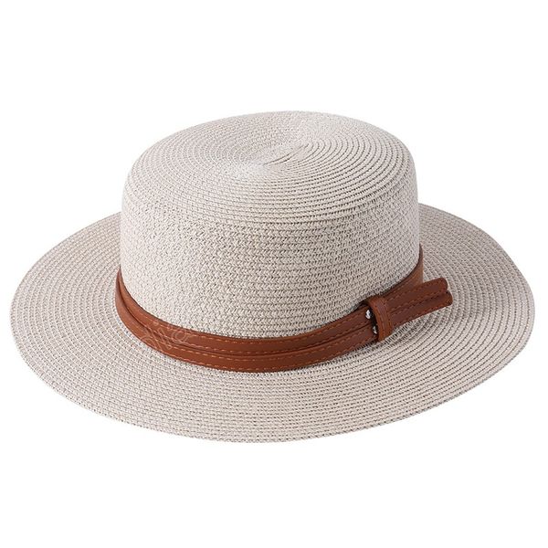

summer flat straw hat women's travel beach sun hat female casual panama hat gorras para mujer, Blue;gray