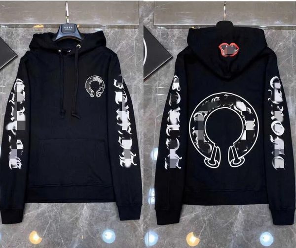 

men's hoodies sweatshirts fashion luxury jackets designer zipper horseshoe cross brand ch chromes coat blue comfort, Black