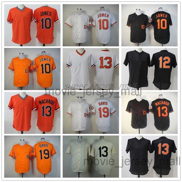 

vintage college baseball wears jersey 10 adam jones 12 black pullover 13 manny machado 19 chris davis 2 jj hardy 1953 1954 retro jerseys, Blue;black