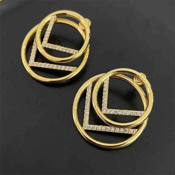 

2023 designer new double-layer personalized fashion english letters simple temperament luxury earrings, Golden