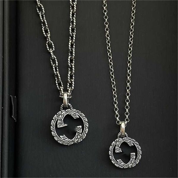 

2023 designer new fashion jewelry ancient 925 black silver, coarse thin twist pearl, old pattern pendant necklace and couple necklace.
