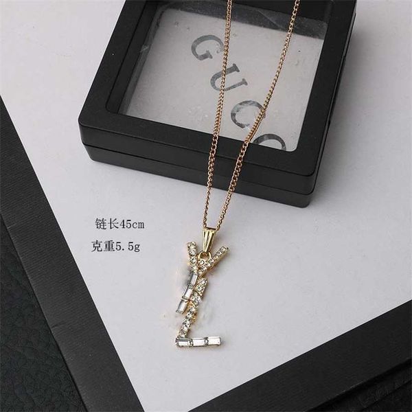 

2023 designer new letter lys necklace female student korean version simple creativity ins colorless versatile personalized gift for girlfrie, Black