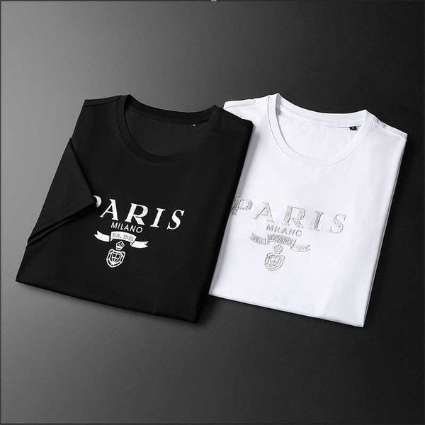 

men's t-shirts fashion brand short sleeved t-shirt men's new summer mercerized cotton round neck slim fitting half sleeved bottome, White;black