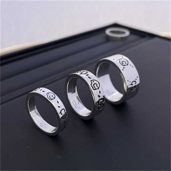 

2023 designer new fashion jewelry s925 silver chost skull elf old ghost couple pair fashion index finger ring