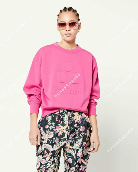 

23ss isabel marant women desginer fashion classic cotton sweatshirt new is high temperature embossed concave convex pattern round neck women, Black