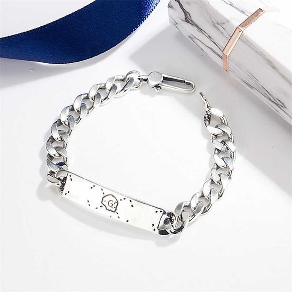 

2023 designer new gujia s925 sterling silver ghost skull bracelet elf double g letter men's and women's common jewelry, Black