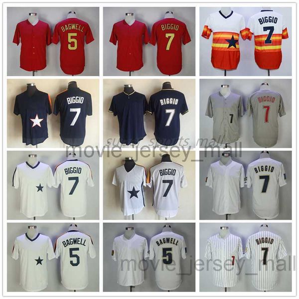 

vintage college baseball wears jersey 7 craig biggio 5 jeff bagwell 2006 1981 men women youth size s--xxxl, Blue;black