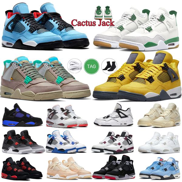 

men women basketball shoes 4s jumpman 4 designer white cement lightning pn dust seafoam midnight navy cool grey thunder sports sneakers size