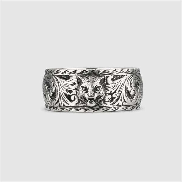 

2023 designer new jewelry old tiger head ring made of gu shuang thai silver fashionable and straight