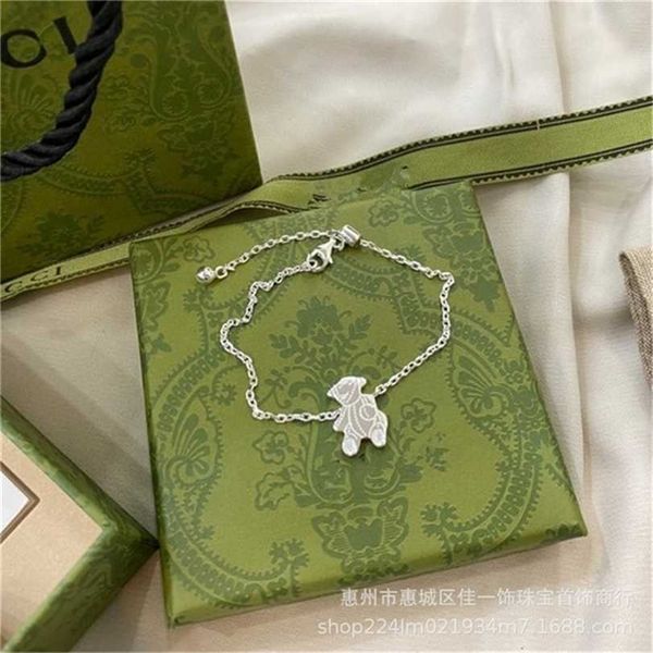 

2023 designer new fashion jewelry s925 silver three-dimensional bear pendant telescopic bracelet gives gift to his girlfriend, Black