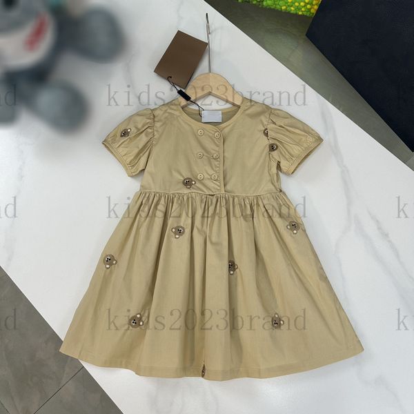 

2023ss brand designer cute dress luxury kids mesh cupcake dress fairy princess dress elegant girl's dress short sleeve dress design mes, Red;yellow