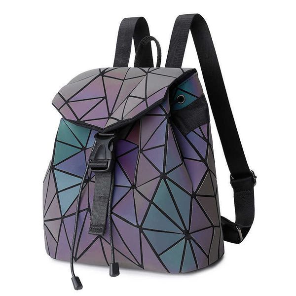 

new colorful backpack women's geometric rhombic backpack student fashion schoolbag