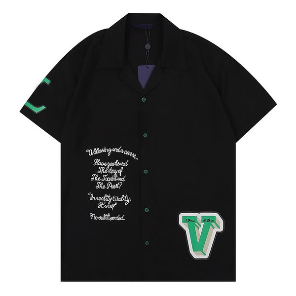 

luxury designer men's t-shirts shirts mens fashion geometric print bowling shirt hawaii floral casual shirts men slim fit short sleeve, White;black