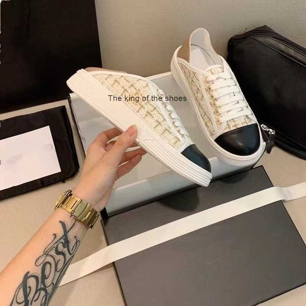 

shoes yang mi's 2023 small fragrant wind lingge canvas shoes women's thick soled color matching leisure exercise shoes can step on, Black