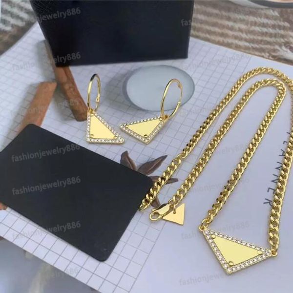

fashion triangle pendant necklaces link chain for men women luxurys designers necklaces and earrings p jewelry accessories with box, Silver