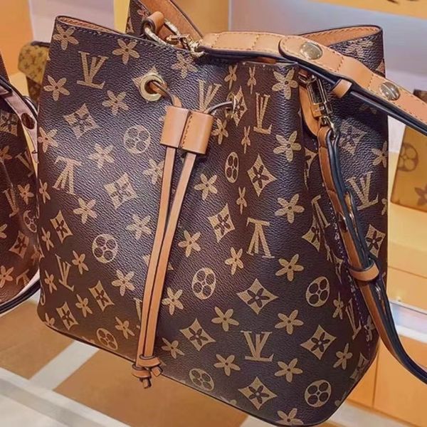 

famous designer handbags shoulder bags leather bucket bag women flower printing crossbody totes purse m44887
