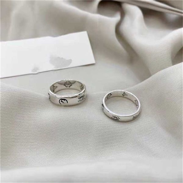 

2023 designer new fashion jewelry gujia s925 flower love fearless simple, small fresh thai silver double ring for men and women