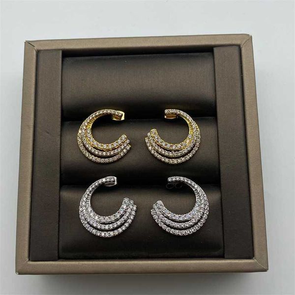 

brand earrings celi / saijia new ring micro inlaid full diamond earrings, Golden