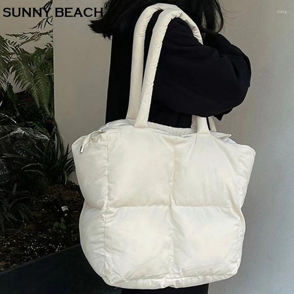 

evening bags fashion winter luxury shoulder large totes designer quilted space puff cotton padded women light warm handbag ladies