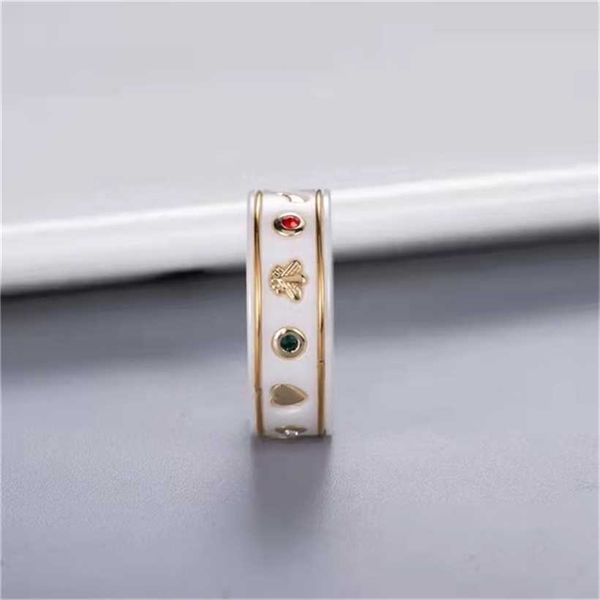 

2023 designer new fashion jewelry simple black-and-white couple's double bee ring, Silver