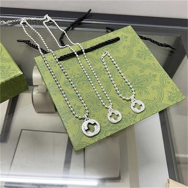 

2023 designer new fashion jewelry kmx. gujia 925 silver double letter necklace men's and women's fashion bead bracelet trend