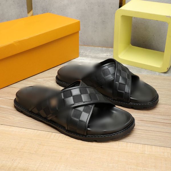 

casual men designer slippers flip flops black plaid outdoor beach fashion luxury designers mens slides