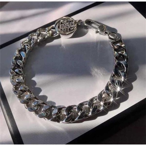 

2023 designer new jewelry sterling silver classic vintage double interlocking luxury bracelet for male and female lovers, Black