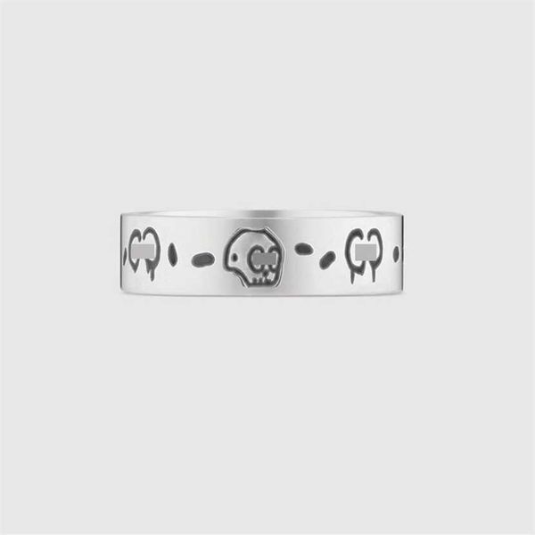 

2023 designer new gujia s925 sterling silver ghost skull men's and women's double g letter elf fashion simple couple ring