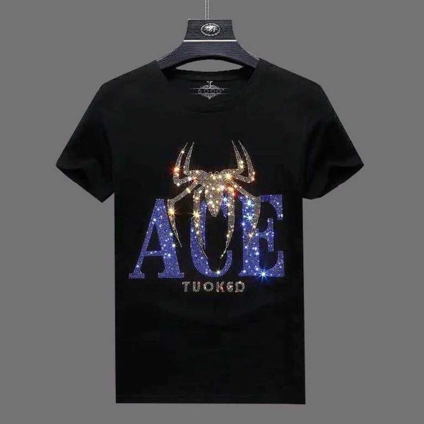 

men's t-shirts men's new summer fashion brand diamond short sleeve men's diamond slim fit t-shirt men's youth half sleev, White;black