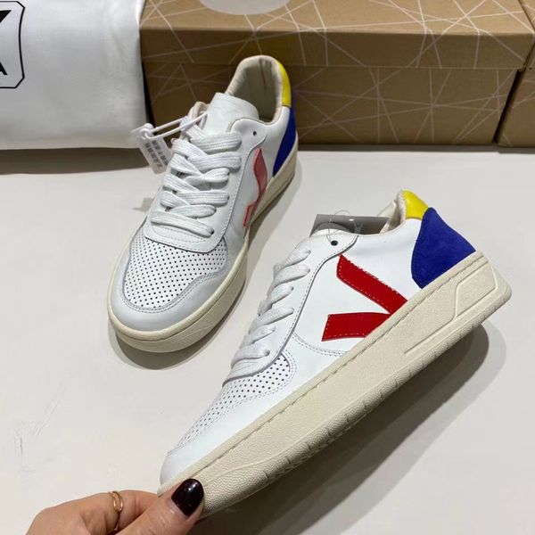 

new shoes mens veja v- leather extra sneakers women esplar calfskin trainers fashion white low-chaussures breathable running us4-11, Black