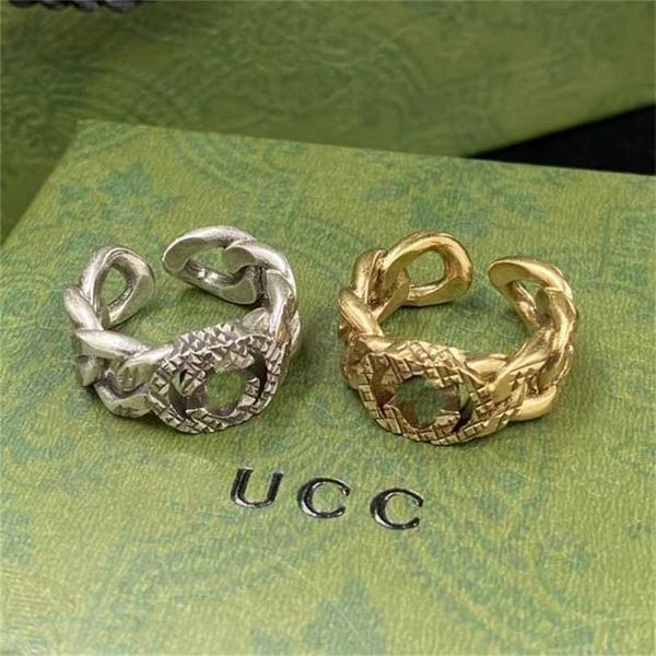 

2023 designer new jewelry double adjustable open brass fashion versatile ring, Silver