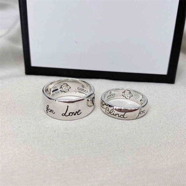 

2023 designer new version gujia family double ring for male and female couples plated with sterling silver love fearless blindforlove