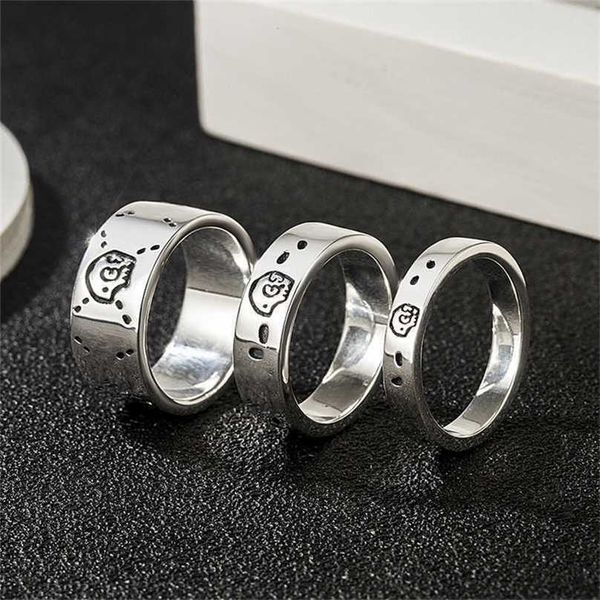 

2023 designer new jewelry sterling silver ghost skull head couple double letter elf fashion simple men's and women's ring