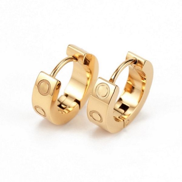

titanium steel hoop earrings for woman exquisite simple fashion c diamond ring lady earrings jewelry gift, Golden;silver