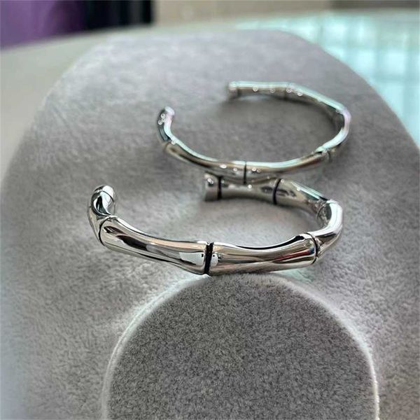 

2023 designer new jewelry men's and women's bamboo bracelet open solid silver lovers bracelet, Black