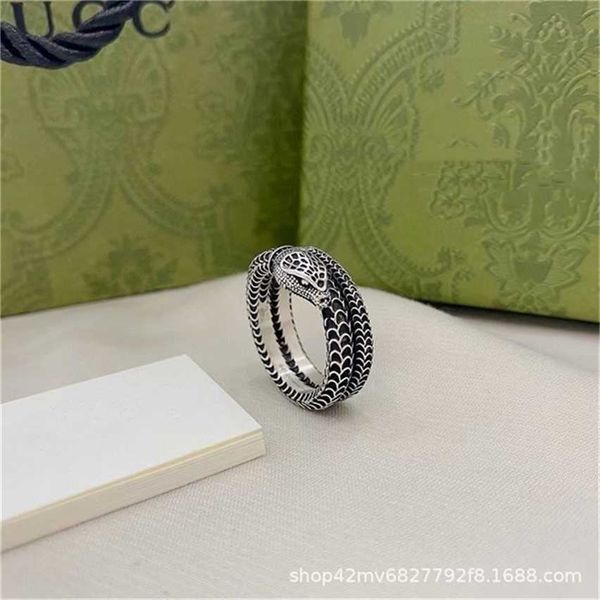 

2023 designer new fashion jewelry ancient snake used three-dimensional winding lovers valentine's day ring, Silver