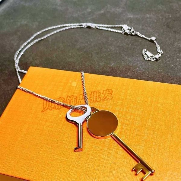 

2023 designer new purchase donkey's same style small square double key necklace jiafeng hip hop nostalgia sweater chain multiple styles, Black