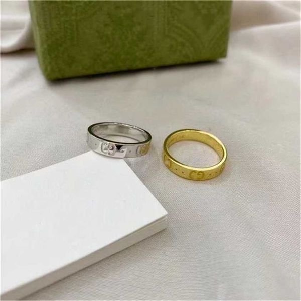 

2023 designer new fashion jewelry 925 double letter interlocking hollow out couple fashion trend men's and women's pair ring, Silver